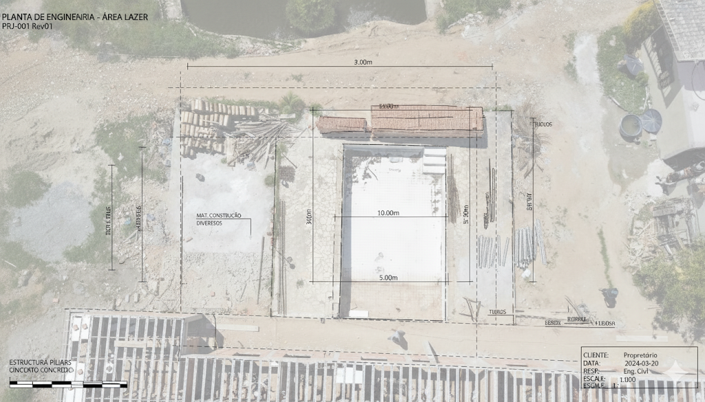 Iluminação pública, engenharia civil e energia solar em obra